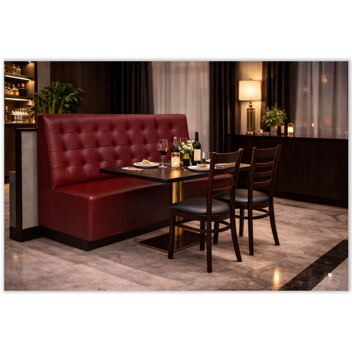 Horeca-Eetbank-ECO-LUNA-Bordeaux-Kunstleer