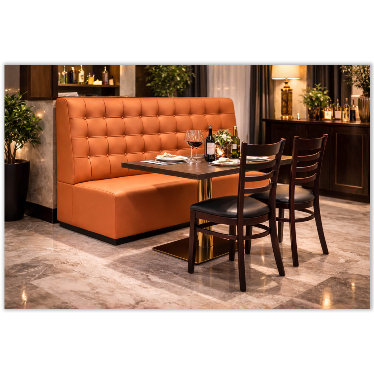 Horeca-Eetbank-ECO-LUNA-Oranje-Kunstleer