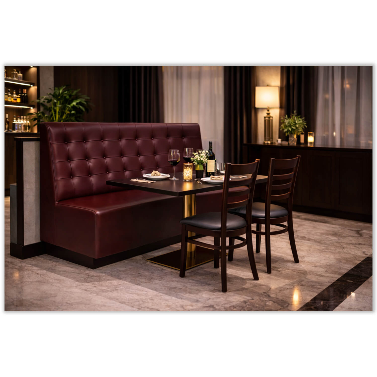 Horeca-Eetbank-ECO-LUNA-Roodbruin-Kunstleer