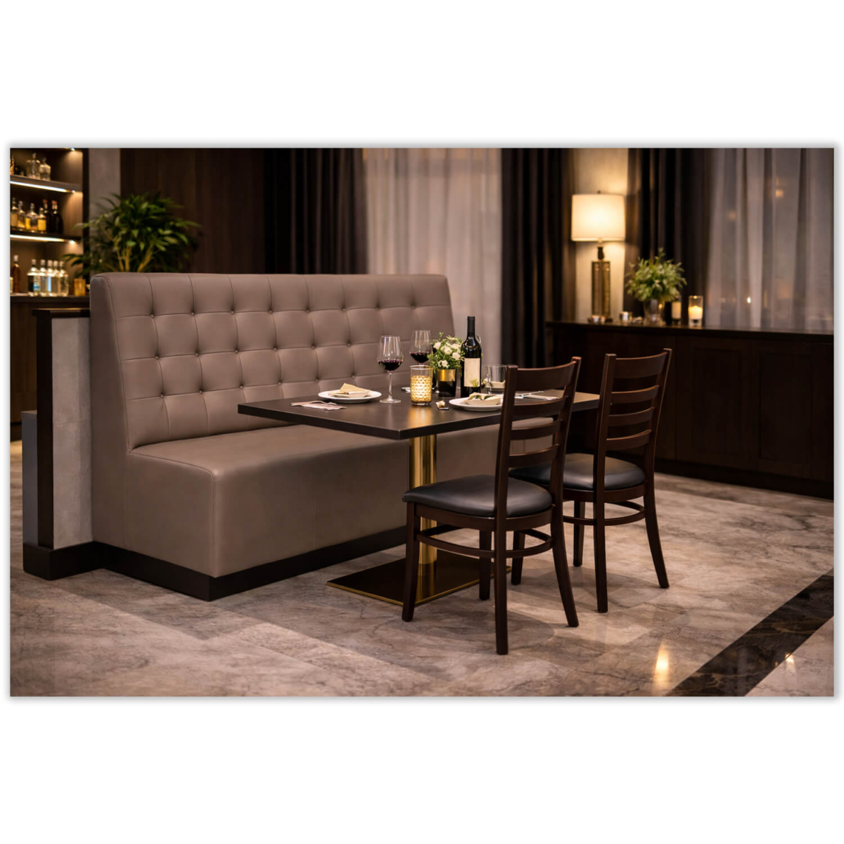 Horeca-Eetbank-ECO-LUNA-Taupe-Kunstleer