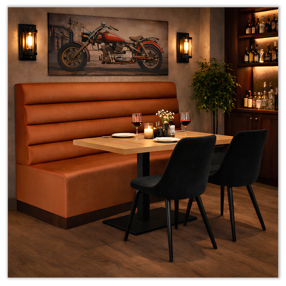 Horeca-Eetbank-Ibiza-Cognac-Velvet-Fluweel