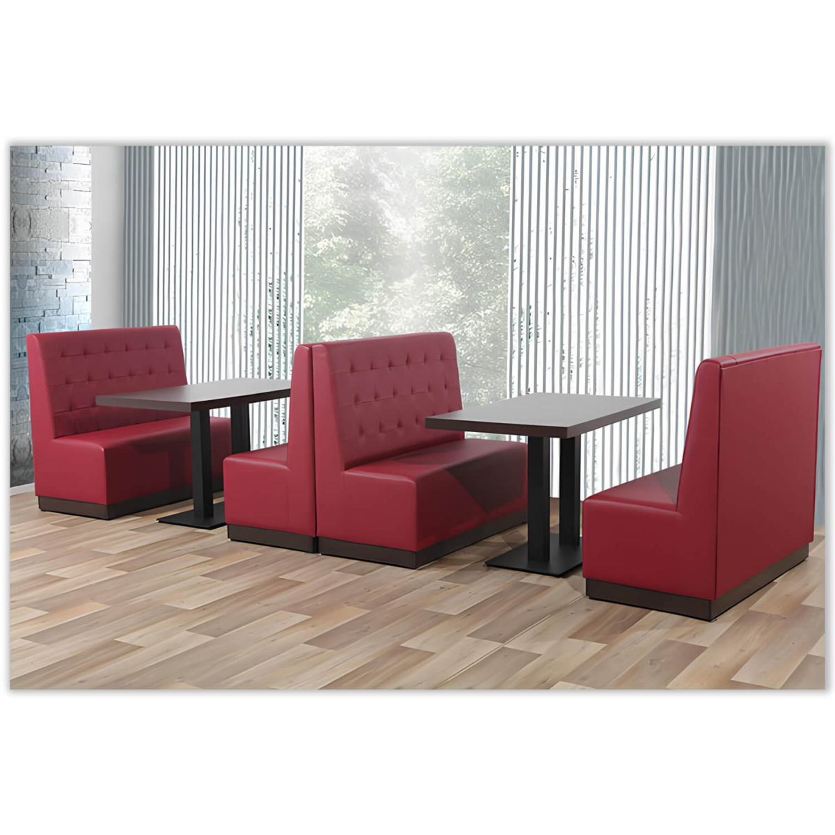 Horeca-Eetbank-Luna-120-cm-Kunstleer-Bordeaux-Model-2