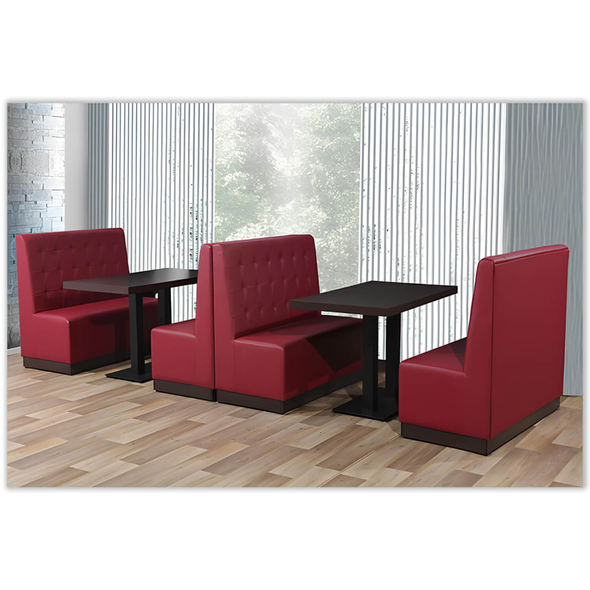 Horeca-Eetbank-Luna-120-cm-Kunstleer-Bordeaux-Model-3