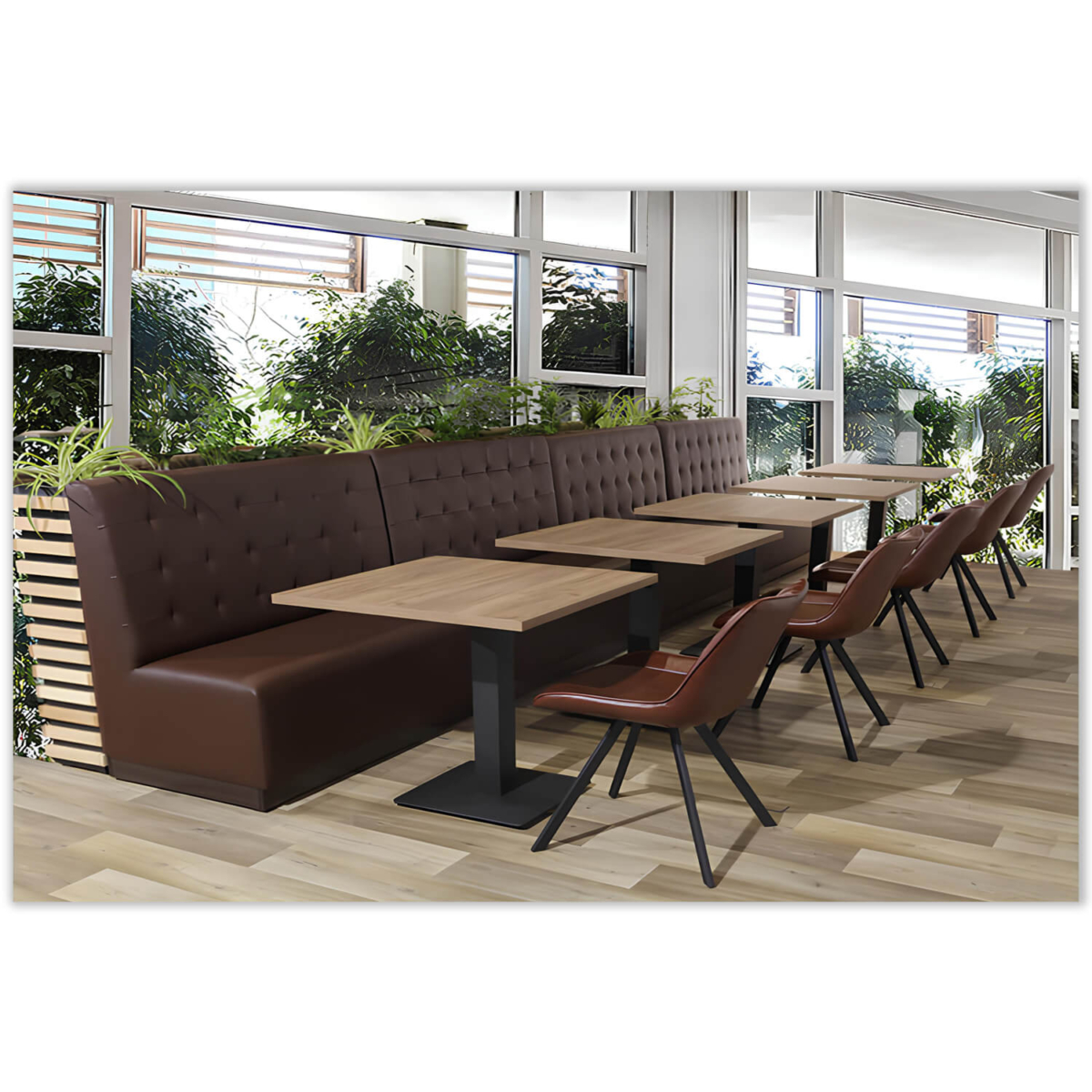 Horeca-Eetbank-Luna-120-cm-Kunstleer-Bruin-Model-4