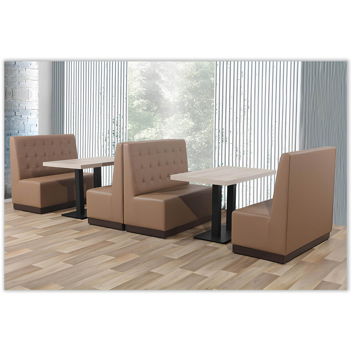 Horeca-Eetbank-Luna-120-cm-Kunstleer-Taupe-Model-1