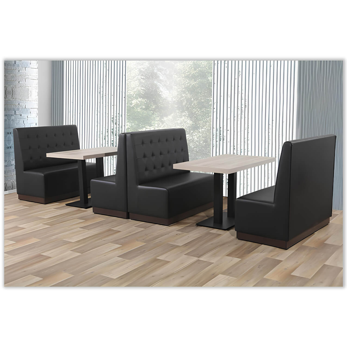 Horeca-Eetbank-Luna-120-cm-Kunstleer-Zwart-Model-2