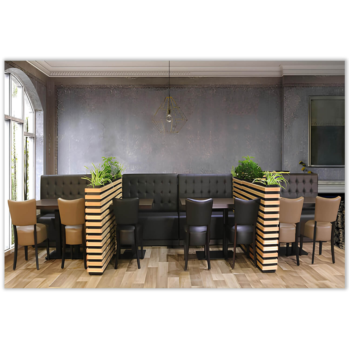 Horeca-Eetbank-Luna-120-cm-Kunstleer-Zwart-Model-9
