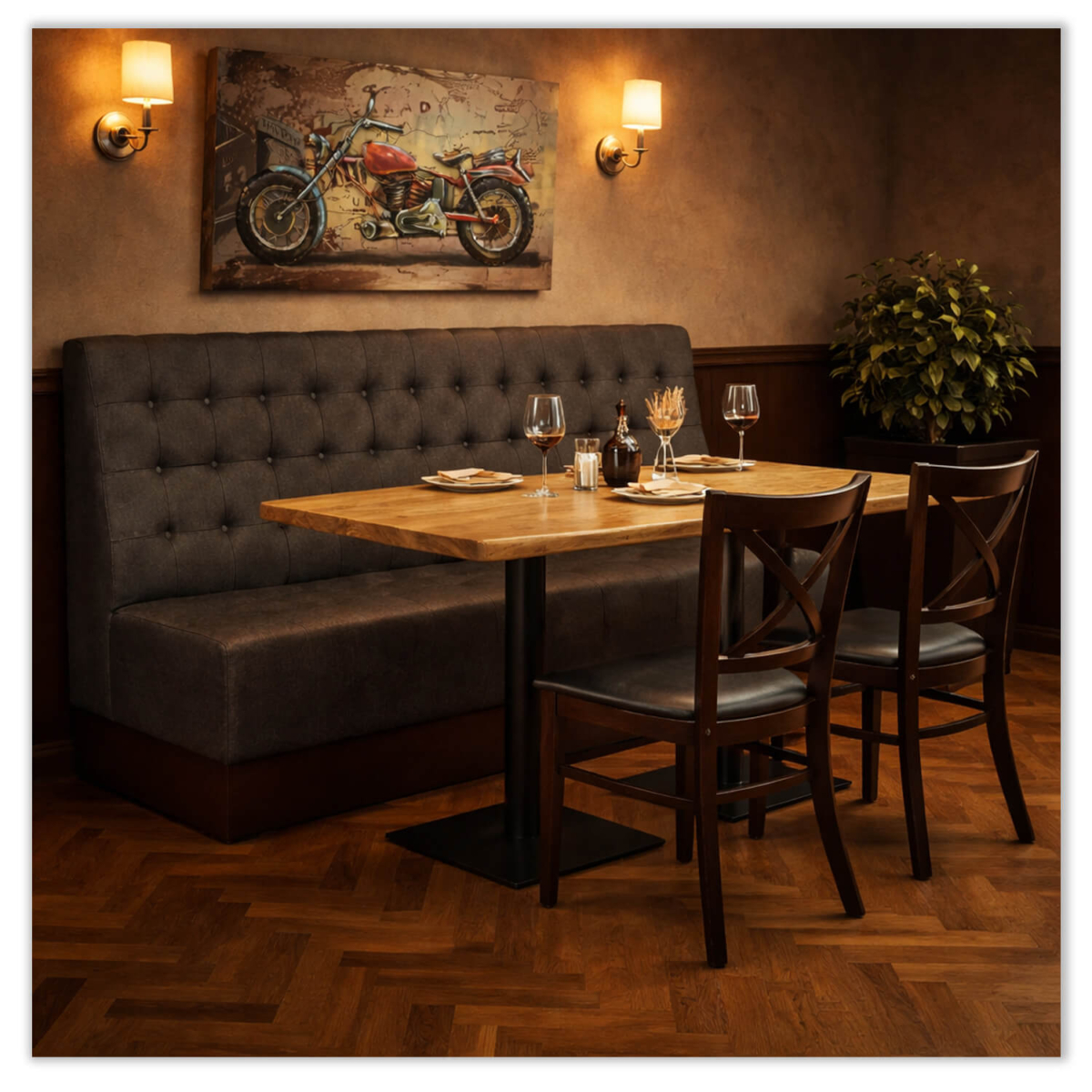 Horeca-Eetbank-NAPOLI-Antraciet-Microvezel