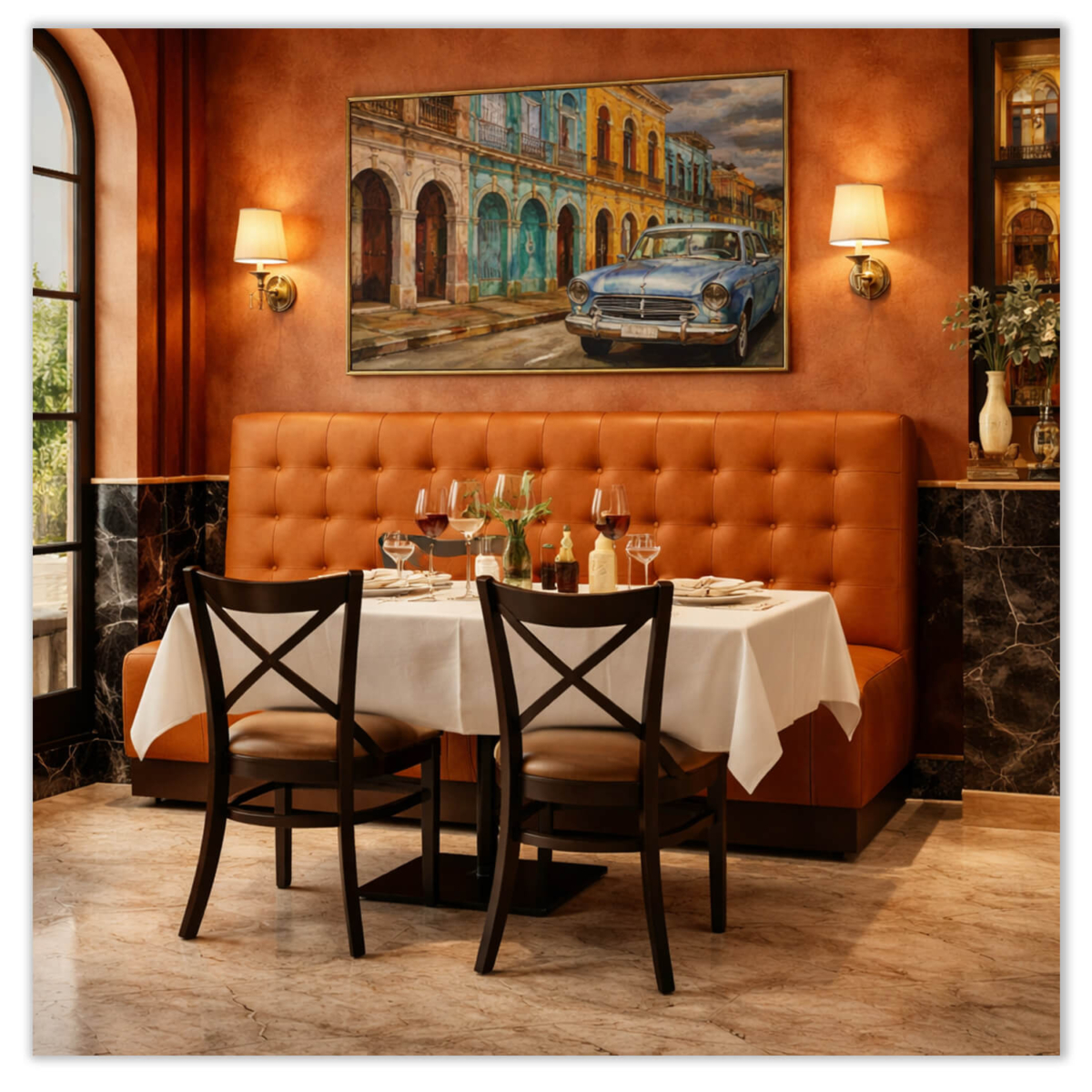 Horeca-Eetbank-NAPOLI-Camel-Kunstleer