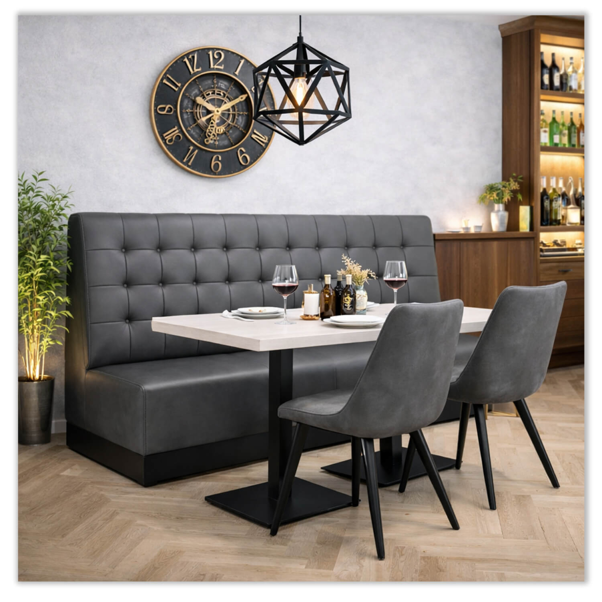 Horeca-Eetbank-NAPOLI-Grijs-Kunstleer