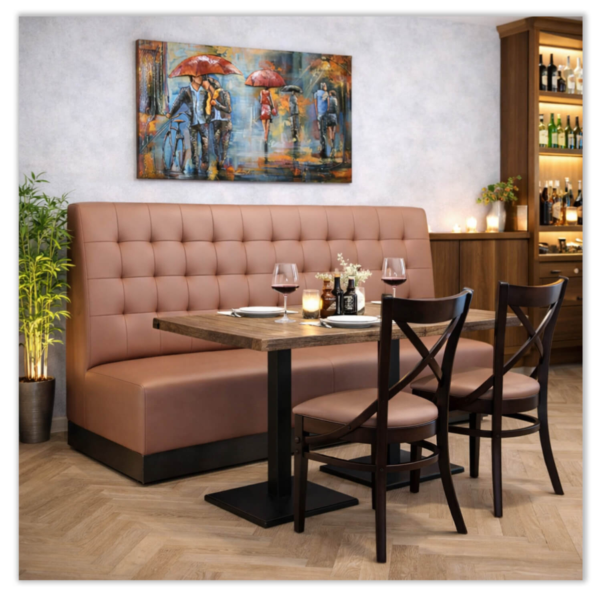 Horeca-Eetbank-NAPOLI-Taupe-Kunstleer