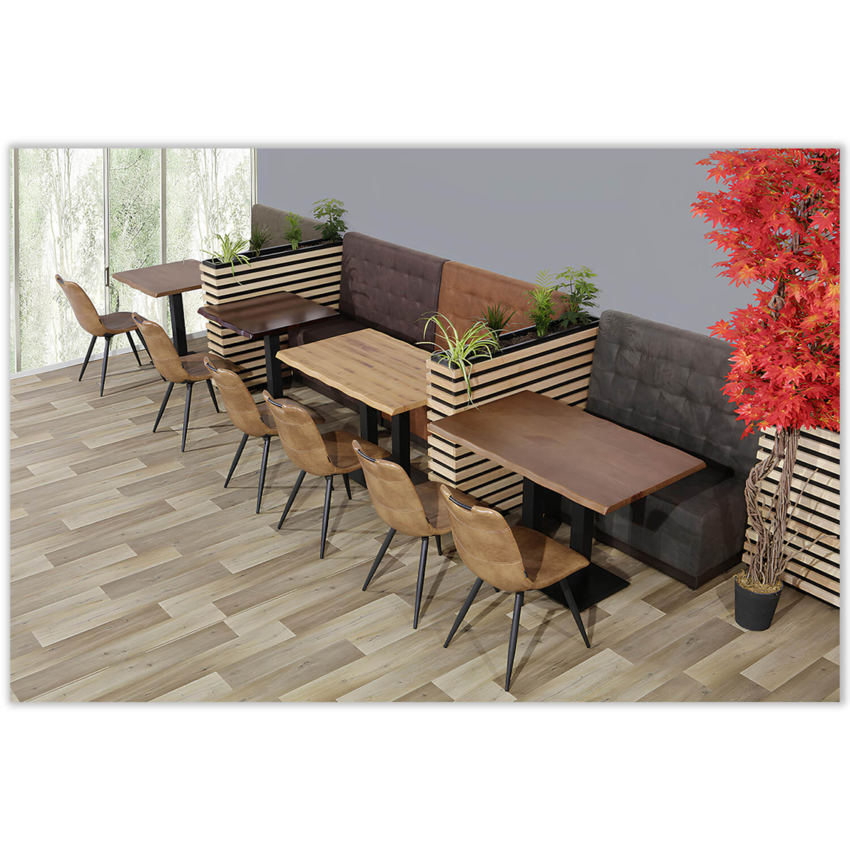 Horeca-Eetbank-Napoli-120-cm-Vintage-Microvezel-Olijf-Model-1