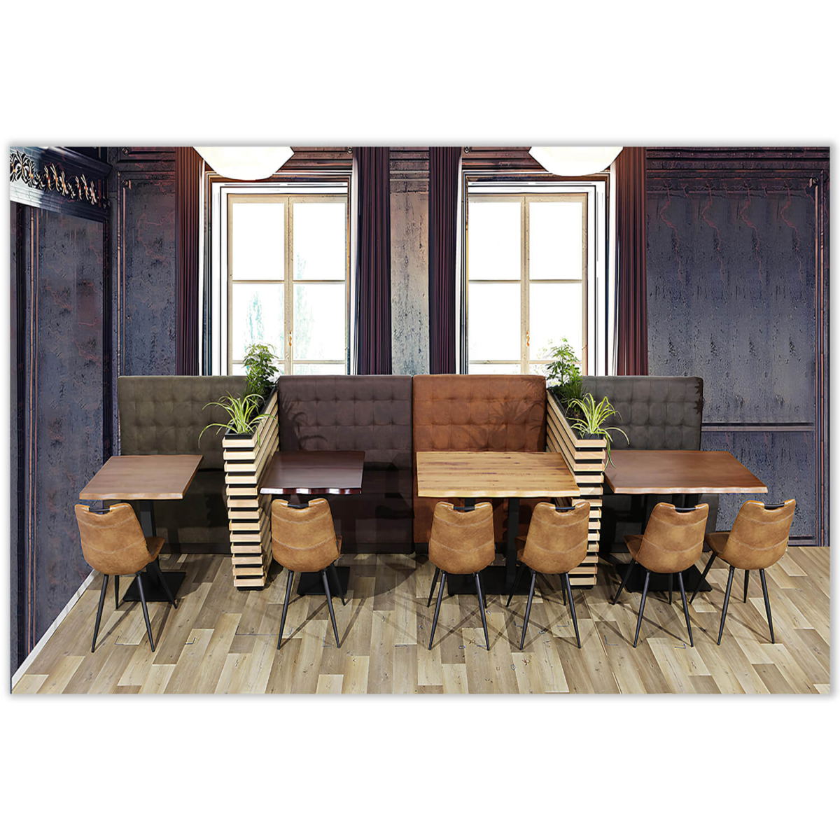 Horeca-Eetbank-Napoli-120-cm-Vintage-Microvezel-Olijf-Model-2