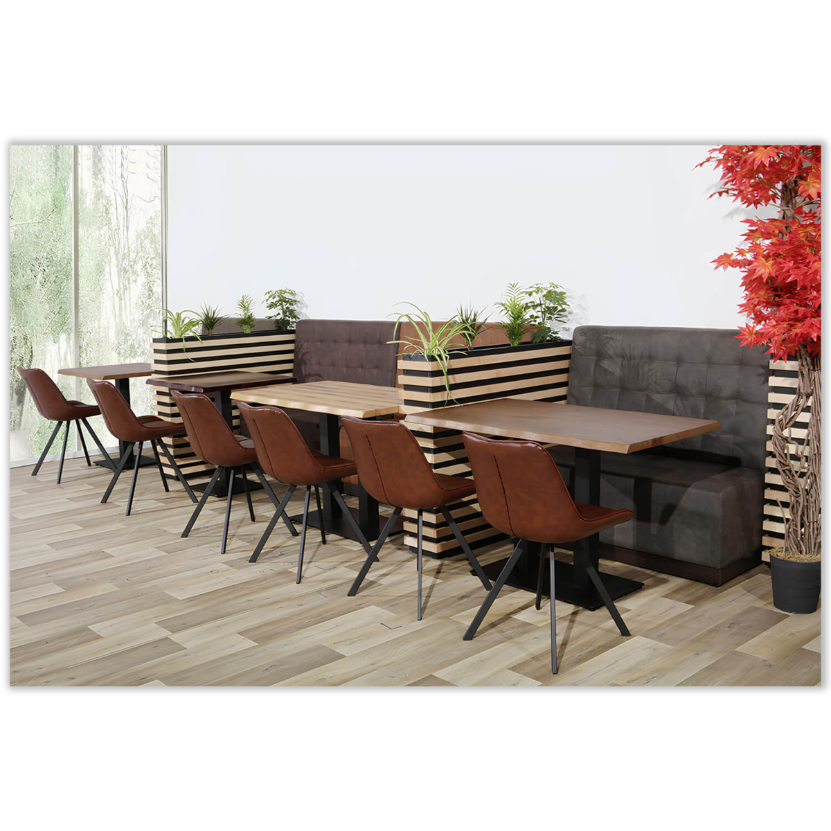 Horeca-Eetbank-Napoli-120-cm-Vintage-Microvezel-Olijf-Model-3