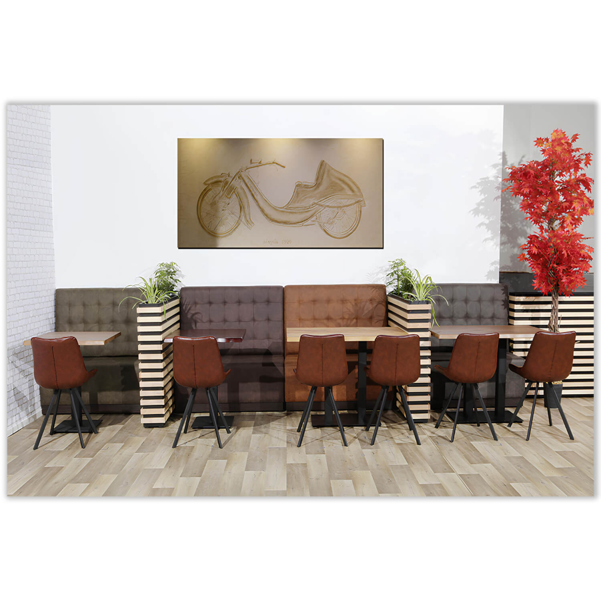 Horeca-Eetbank-Napoli-120-cm-Vintage-Microvezel-Olijf-Model-4