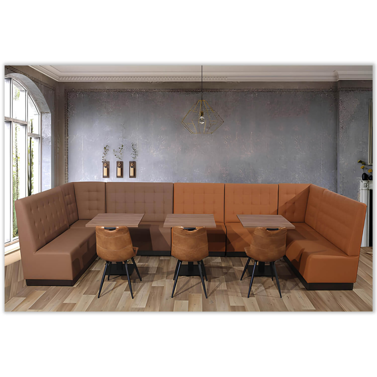Horeca-Eetbank-Napoli-Kunstleer-Camel-Model-2
