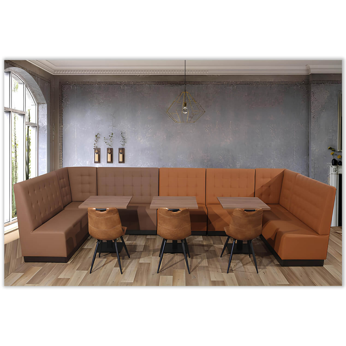 Horeca-Eetbank-Napoli-Kunstleer-Taupe-S10-Model-2