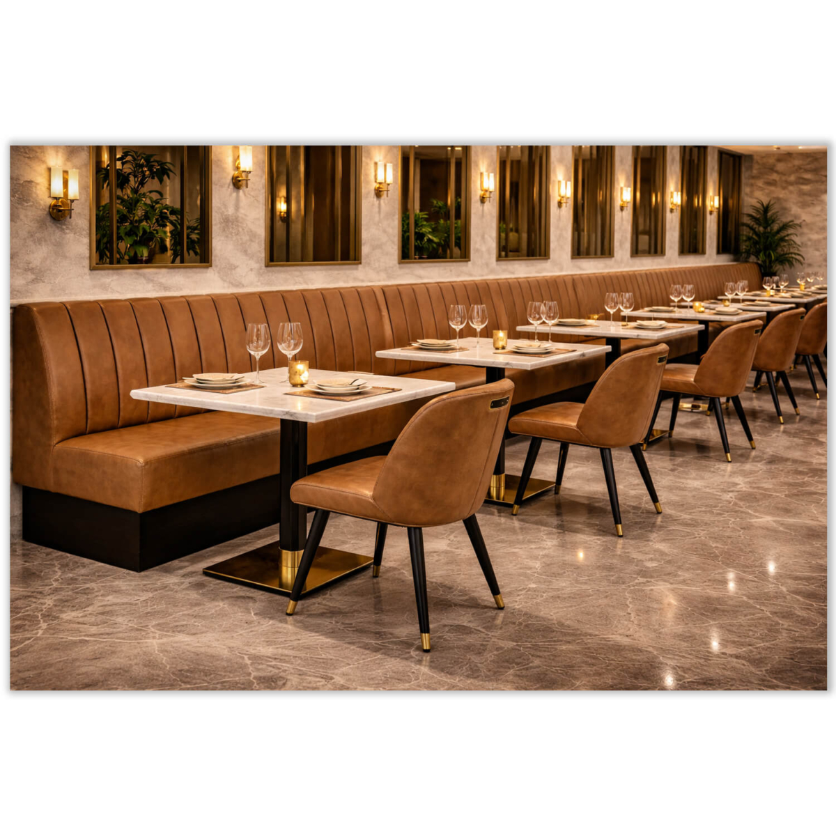 Horeca-Eetbank-SAFRAN-Ary-Cognac-Kunstleer-set-1