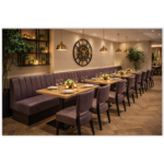 Horeca-Eetbank-SAFRAN-Bruin-Vintage-Microvezel-set