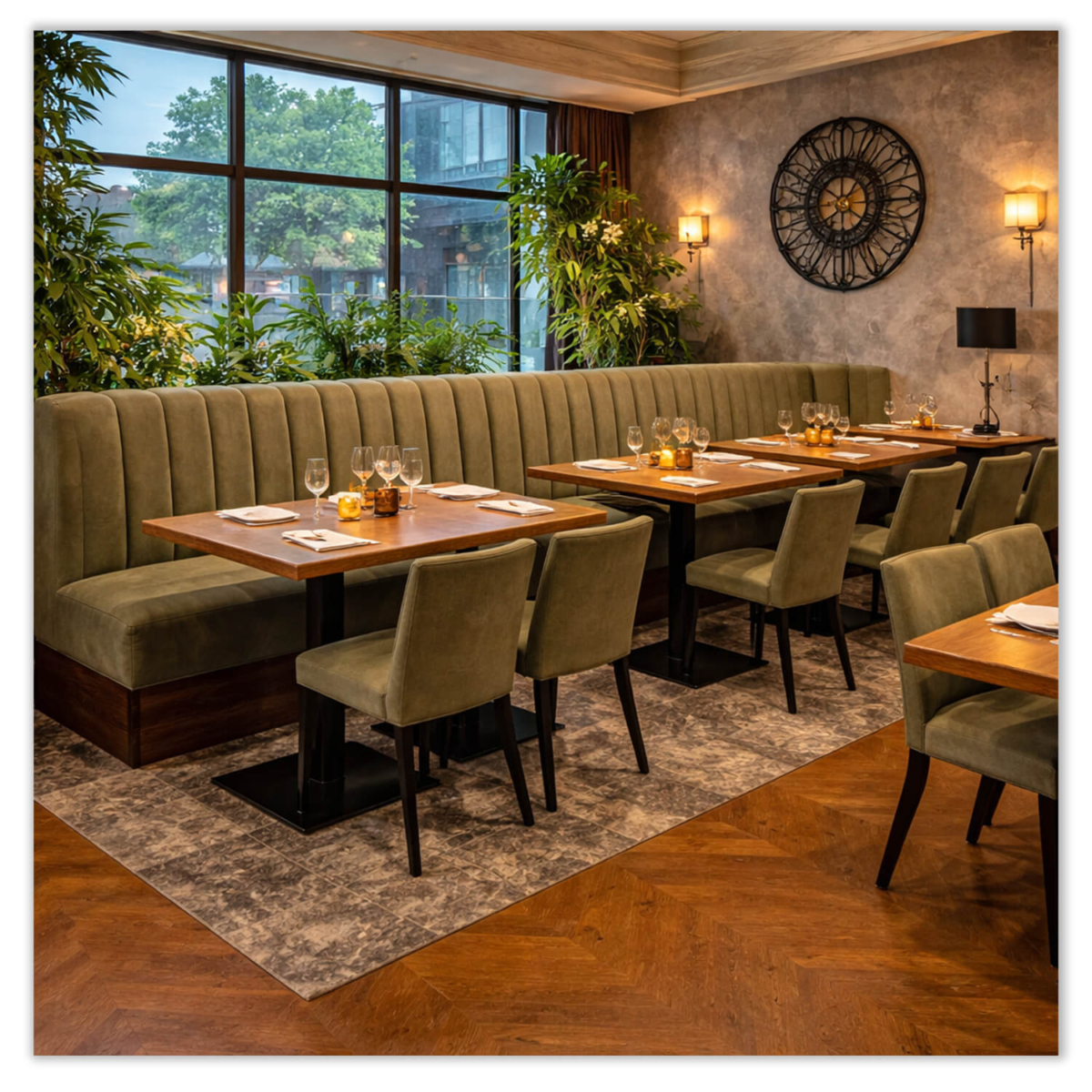 Horeca-Eetbank-SAFRAN-Olijf-Vintage-Microvezel