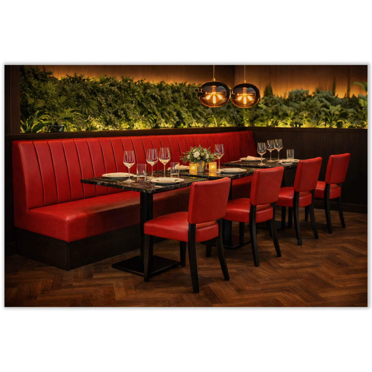 Horeca-Eetbank-SAFRAN-Rood-Kunstleer-set-1
