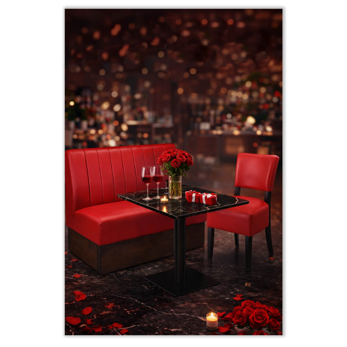Horeca-Eetbank-SAFRAN-Rood-Kunstleer-set