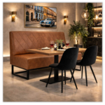 Horeca Eetbank-TROJE-Ary-Cognac-Kunstleer
