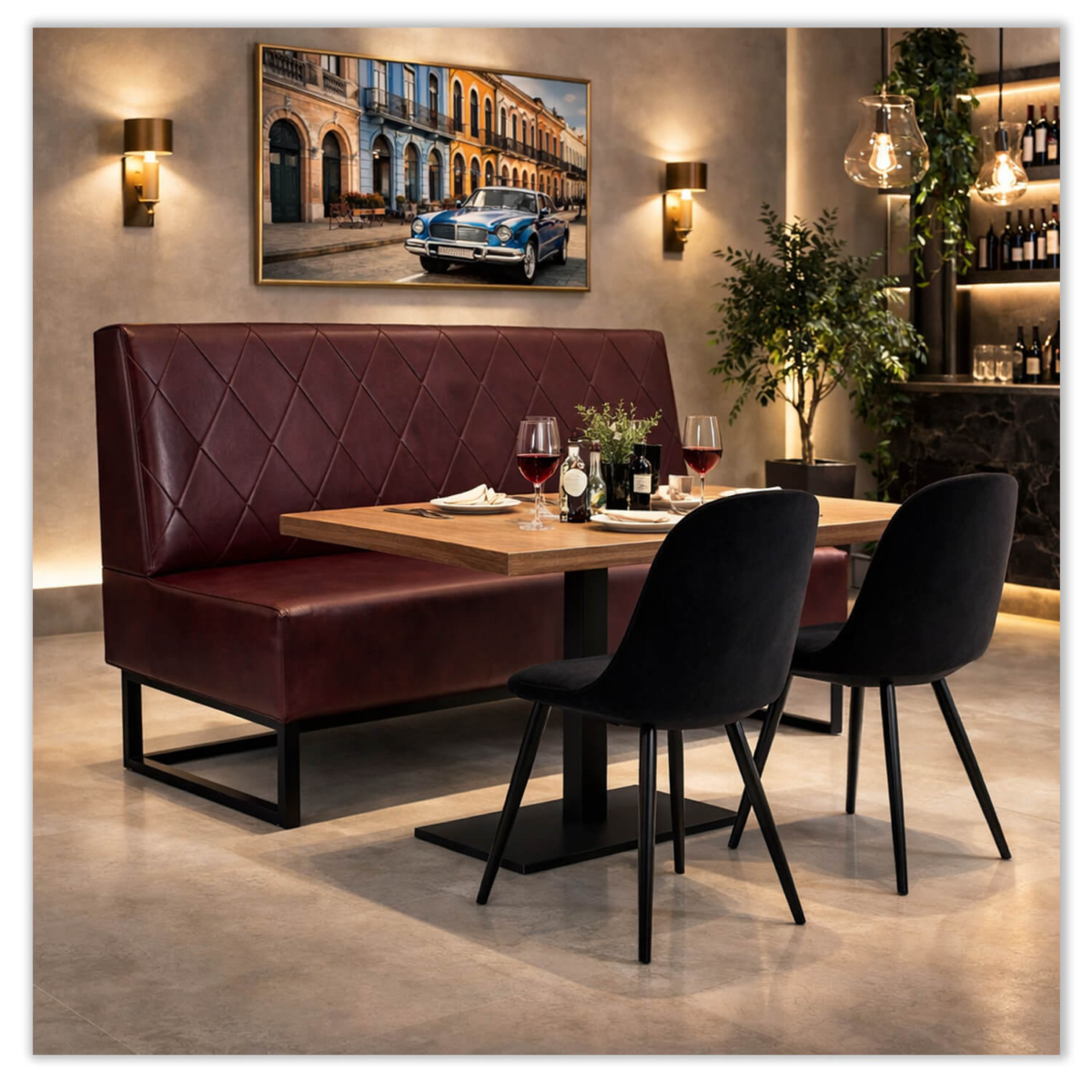 Horeca Eetbank-TROJE-Bruin-Kunstleer