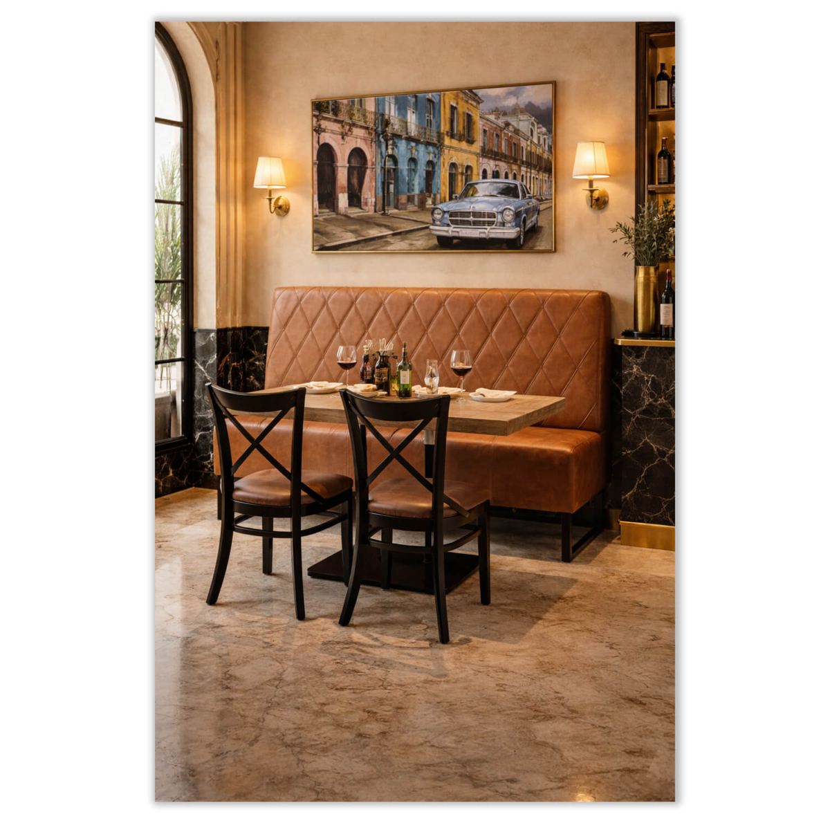 Horeca Eetbank-TROJE-Cognac-Microvezel