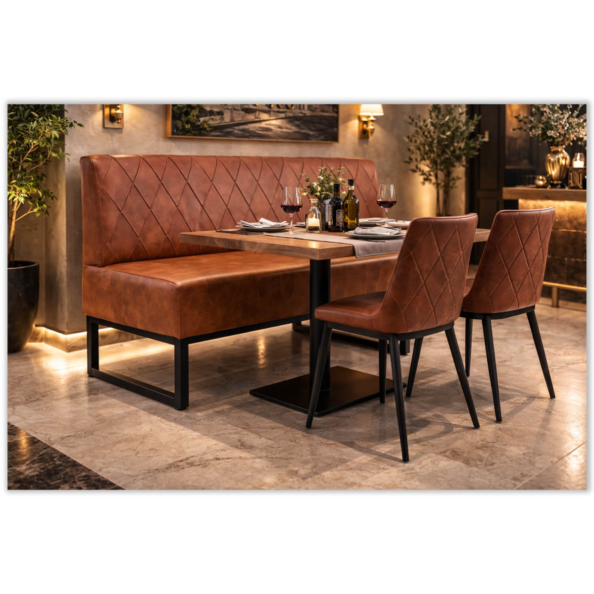 Horeca Eetbank - TROJE - Cognac Vintage Microvezel - Afbeelding 7