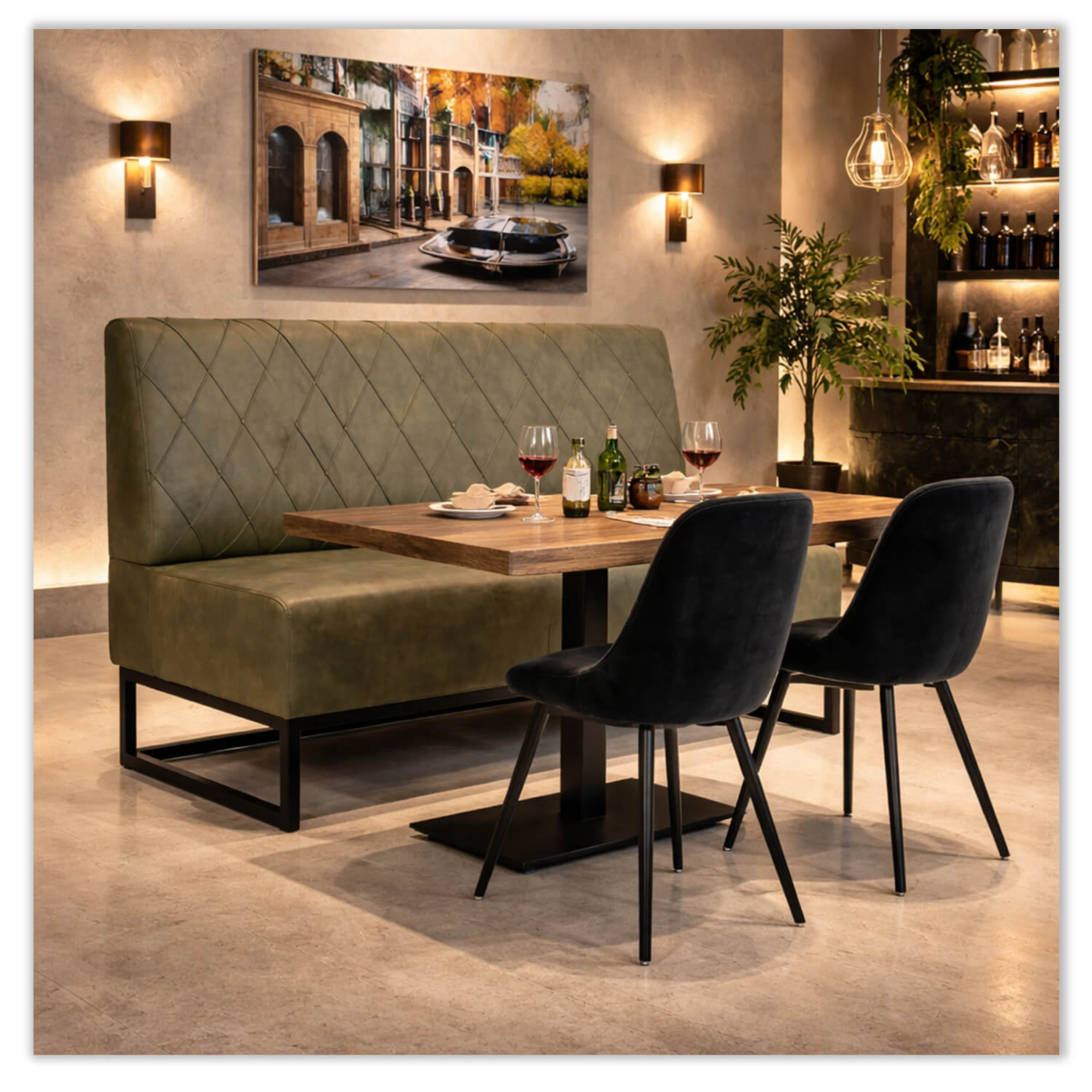 Horeca Eetbank-TROJE-Olijf-Microvezel