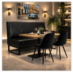 Horeca Eetbank-TROJE-zwart-Kunstleer