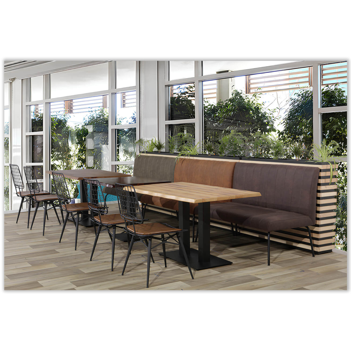 Horeca-Eetbank-Themis-Microvezel-Olijf-Model-2
