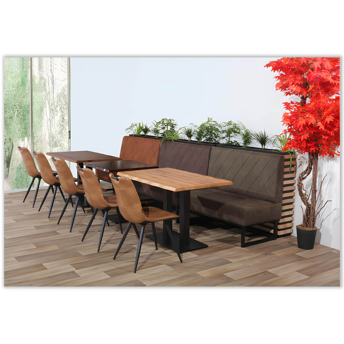 Horeca-Eetbank-Troje-Vintage-Microvezel-Cognac-Model-1