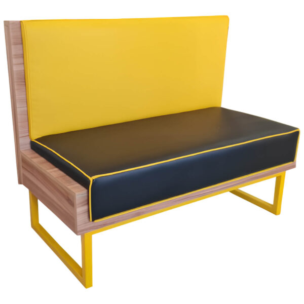 Horeca-Eetbank-NOVA-Zwart-Geel-Kunstleer