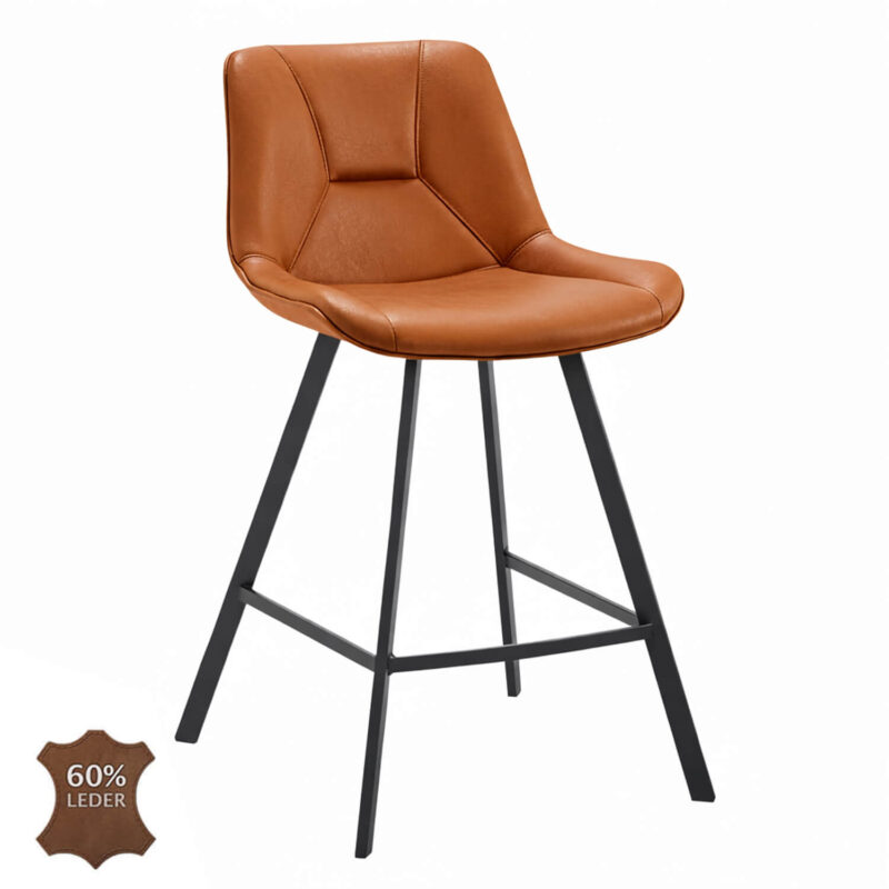 Horeca-Metalen-Barstoel-CARMEN-Cognac-Vintage-Kunstleer