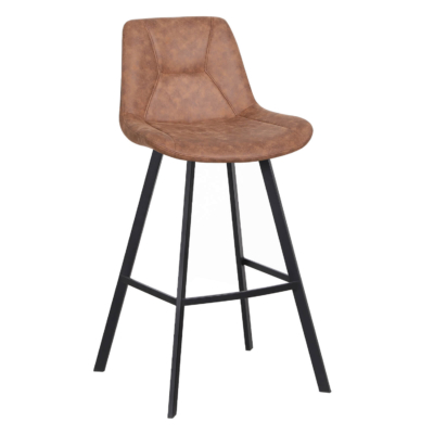 Horeca-Metalen-Barstoel-LUCIANO-Cognac-Microvezel