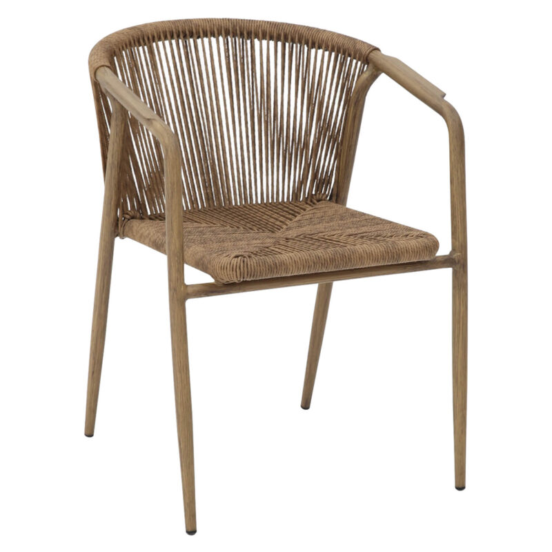 Terrasstoel-SERA-Armleuning-Stapelbaar-Naturel-Rattan