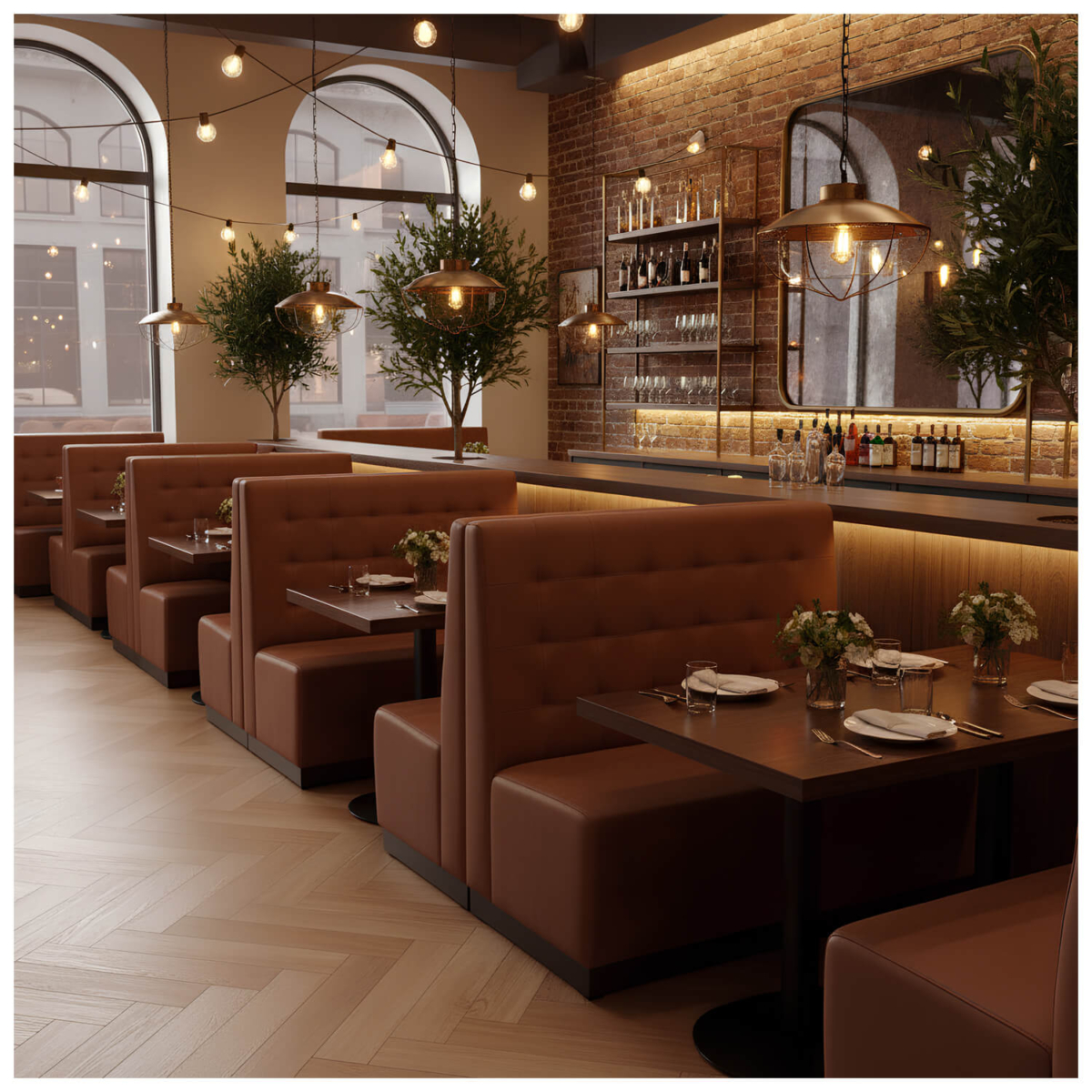 Horeca-Eetbank-Set-BELMONT-Camel-Kunstleer Horeca-Eetbank-Set-BELMONT-Camel-Kunstleer