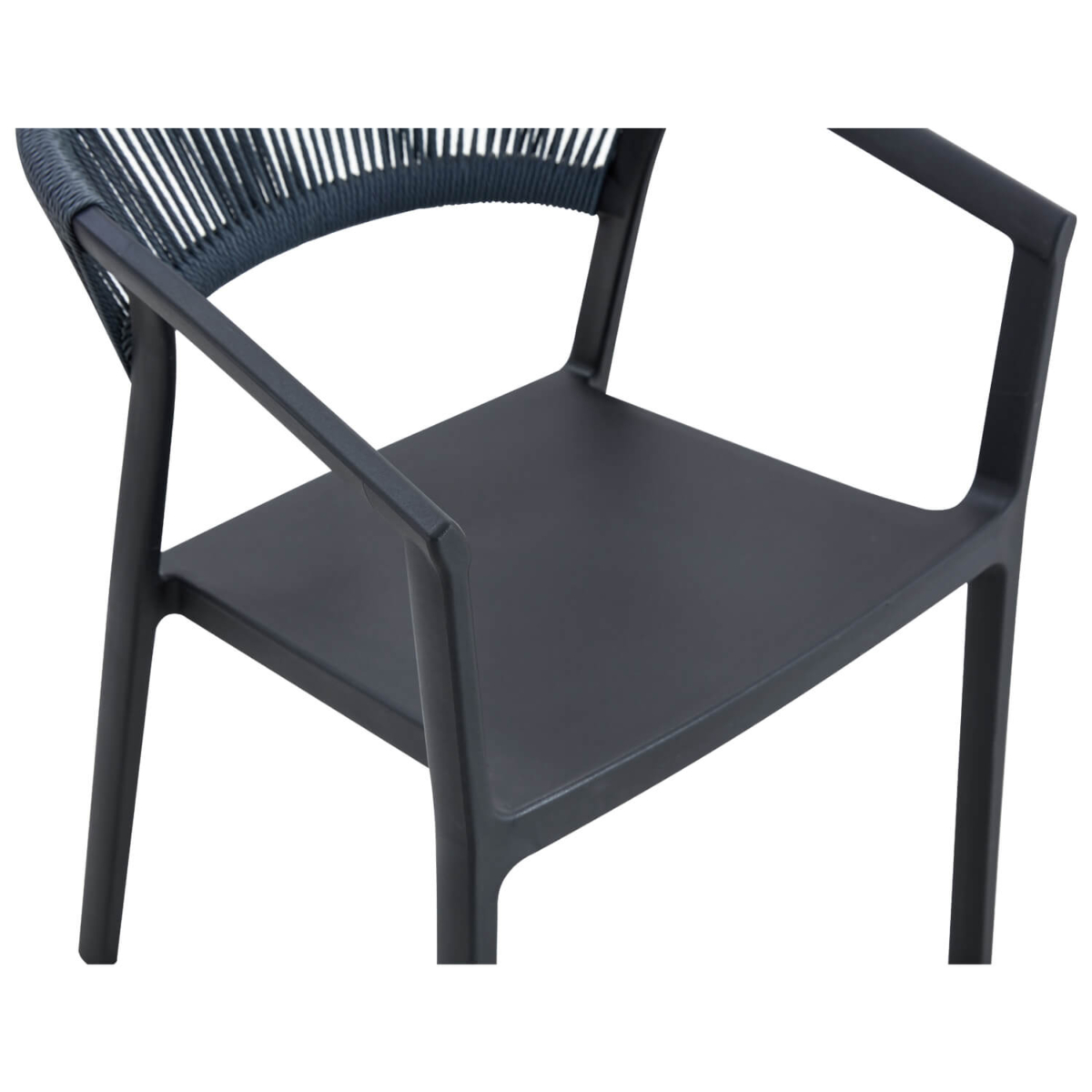 Terrasstoel CECILE - Armleuning - Stapelbaar - Zwart Kunststof/Touw - Afbeelding 6