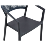 Terrasstoel CECILE - Armleuning - Stapelbaar - Zwart Kunststof/Touw - Afbeelding 6
