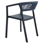 Terrasstoel-CECILE-Armleuning-Stapelbaar-Blauw-Kunststof-Touw-ZA