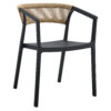 Terrasstoel-CECILE-Armleuning-Stapelbaar-Zwart-Naturel-Kunststof-Touw