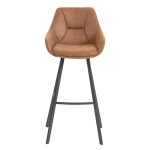 Chaise de Bar en Métal Avec Accoudoirs Pour Restaurant - BIAS - Microfibre Cognac – Image 2