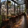 Horeca-Houten-Barstoel-RIVA-taupe-Kunstleer