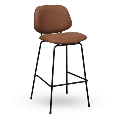 Horeca-Metalen-Barstoel-BELLO-Cognac-Microvezel
