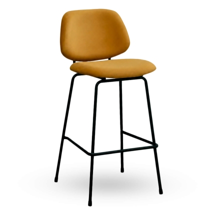Horeca-Metalen-Barstoel-BELLO-Oker-VelvetFluweel