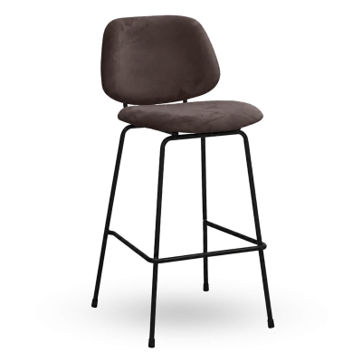 Horeca-Metalen-Barstoel-BELLO-Taupe-VelvetFluweel
