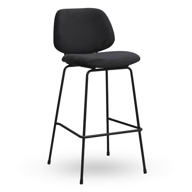 Horeca-Metalen-Barstoel-BELLO-Zwart-Microvezel