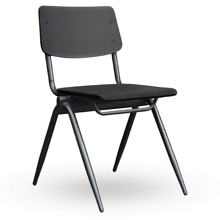 Stapelbare-Schoolstoel-OXFORD-Zwart-Hout